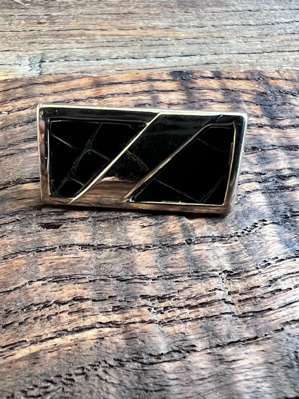 Black and Silver Rectangular Tie Clip - Men's Accessory